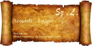 Szopkó Lajos névjegykártya